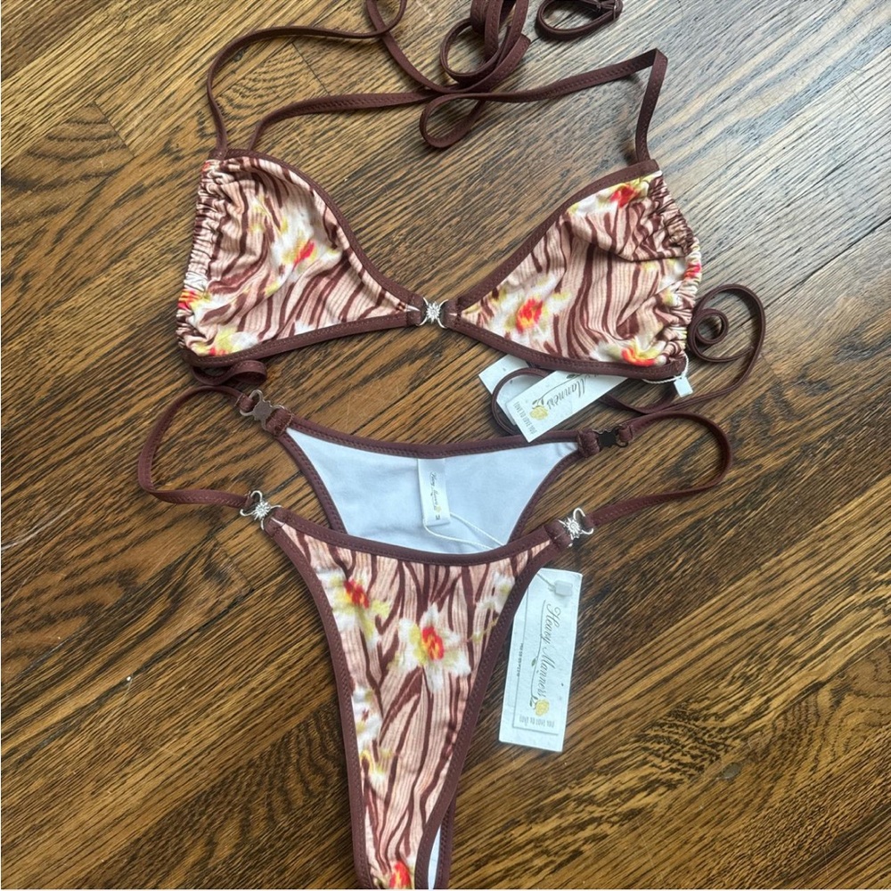 Heavy Manners - rare Park Ave print bikini set NWT